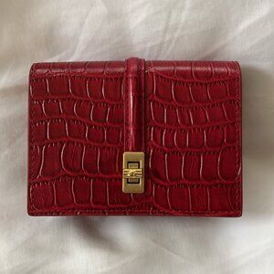 J McLaughlin Dinah Leather Card Holder in Crocodile